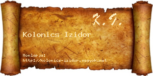 Kolonics Izidor névjegykártya